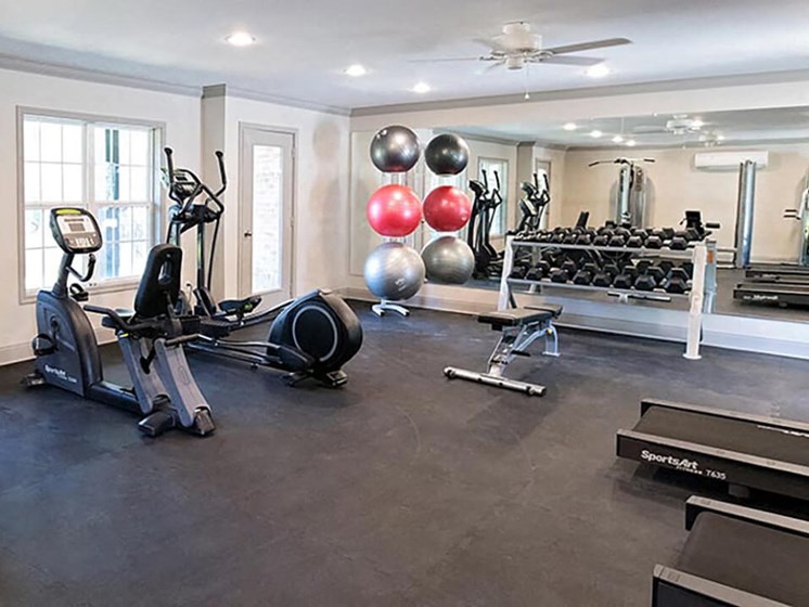 fitness center equipment at Acadian Point